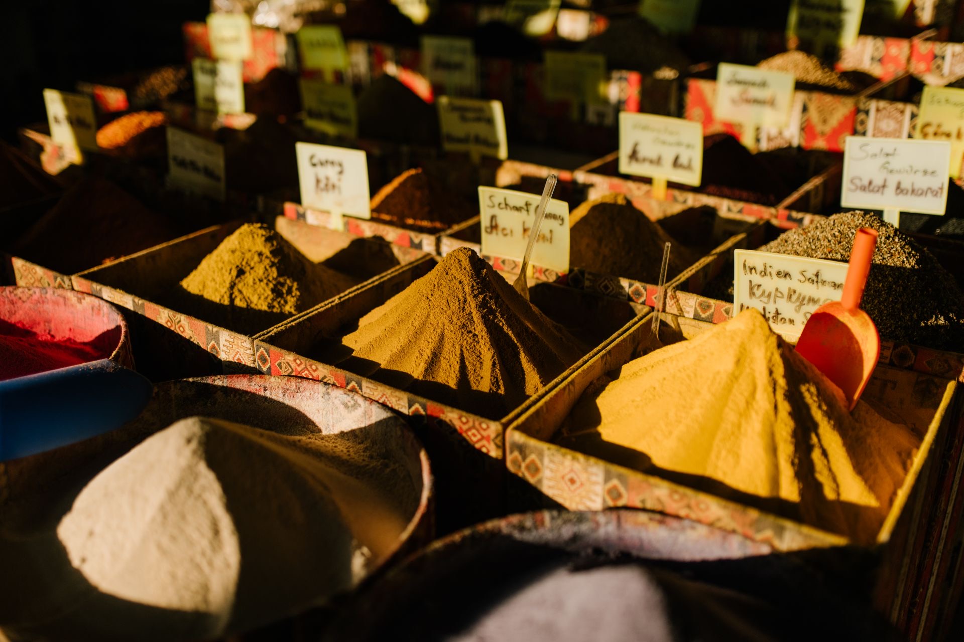 A street market scene in Kerala - the world our recipes come from.